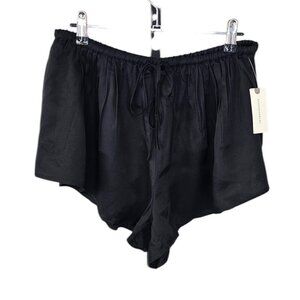 Anthropologie Maeve Silky Chemisette Shorts Size XS Black Tie Waist Pull On NWT
